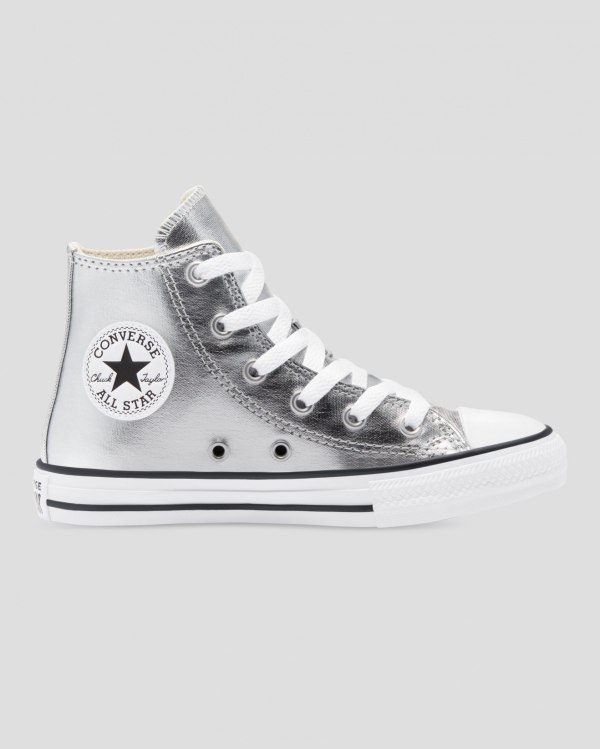 Converse Chuck Taylor All Star Metallic Sølv Sko Danmark - Converse Høje Sneakers Børn - 30417NTHD